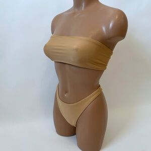 Women's Tan Bandeau Bikini Set